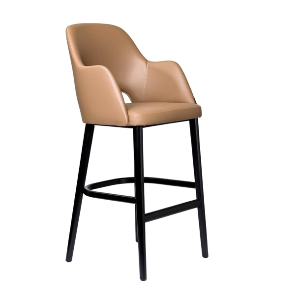 Furnlink Sorbet Stool - Black Legs/Taupe Vinyl (Direct)