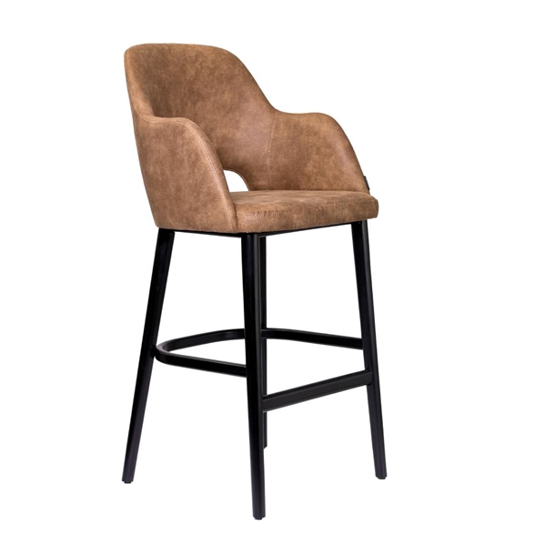 Furnlink Sorbet Stool - Black Legs/Mocha Premium Vinyl (Direct)