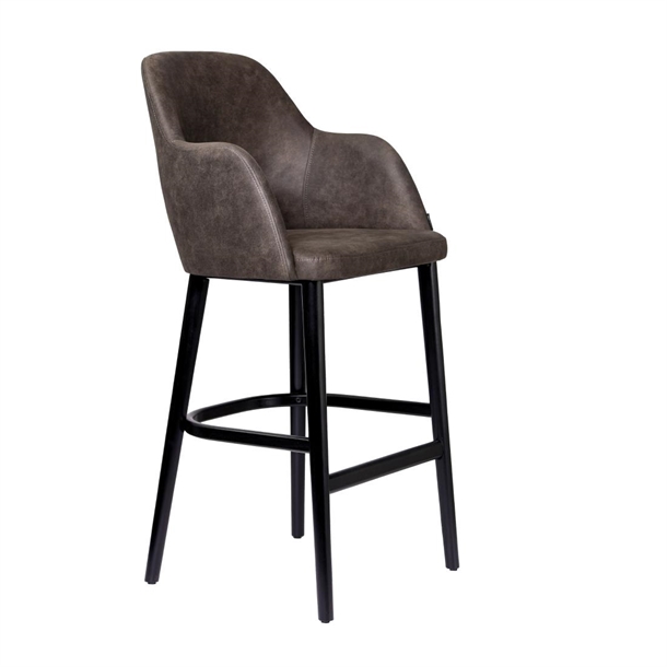 Furnlink Sorbet Stool - Black Legs/Charcoal Premium Vinyl (Direct)