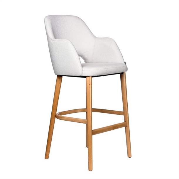 Furnlink Sorbet Stool - Trojan Oak Legs/Light Grey Woven Fabric (Direct)