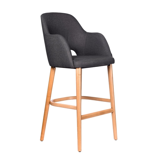 Furnlink Sorbet Stool - Trojan Oak Legs/Anthracite Woven Fabric (Direct)