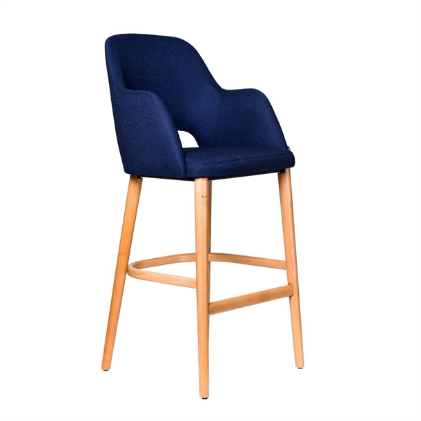 Furnlink Sorbet Stool - Trojan Oak Legs/Navy Woven Fabric (Direct)