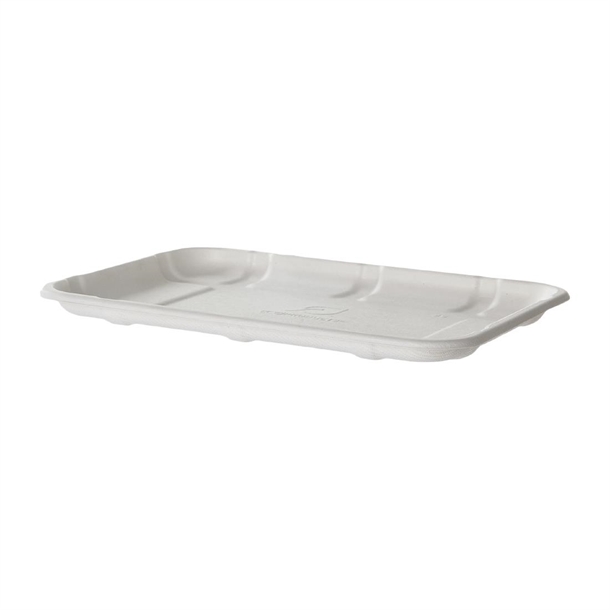 Detpak Vangaurd Sugarcane Meat & Produce Tray White - 216x152x13mm (Pack 400)