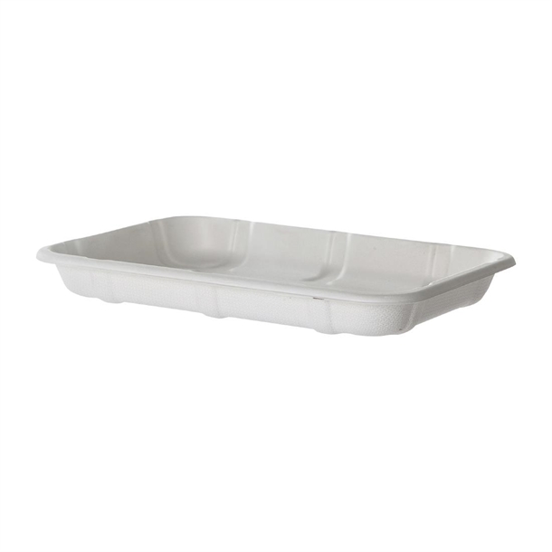 Detpak Vangaurd Sugarcane Meat & Produce Tray White - 216x152x25mm (Pack 400)