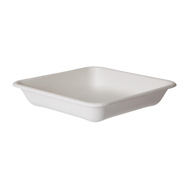 Detpak Vangaurd Sugarcane Square Container White - 194x194x42mm 1065ml(Pack 200)