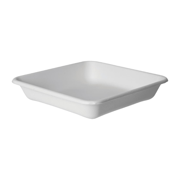 Detpak Vangaurd Sugarcane Square Container White - 218x218x41mm 1390ml(Pack 200)