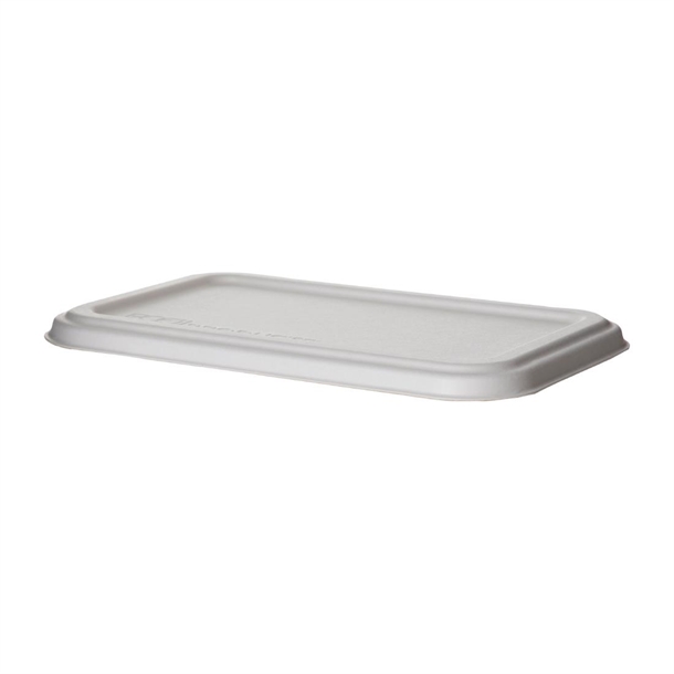 Detpak Sugarcane Flat Lid White - 222x127x13mm (Pack 400)