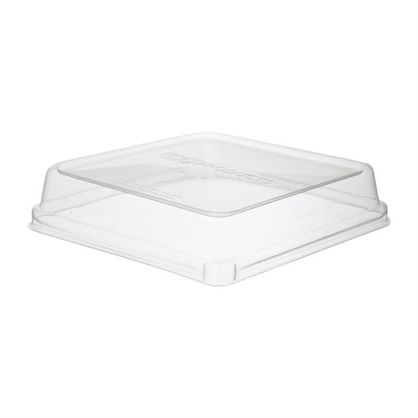 Detpak Sugarcane Square Pla Lid Clear - 200x200x42mm (Pack 200)