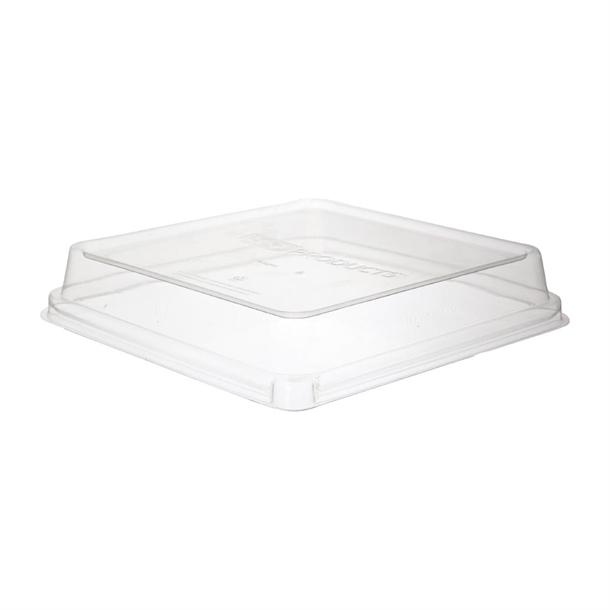 Detpak Sugarcane Square Pla Lid Clear - 225x225x42mm (Pack 200)