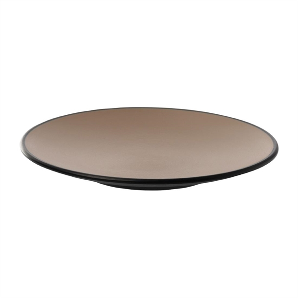 Coucou Dual Colour Round Plate Beige & Black - 205mm (Pack 12) (B2B)