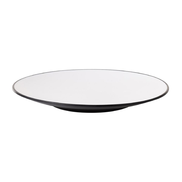 Coucou Dual Colour Round Plate White & Black - 250mm(Pack 9) (B2B)