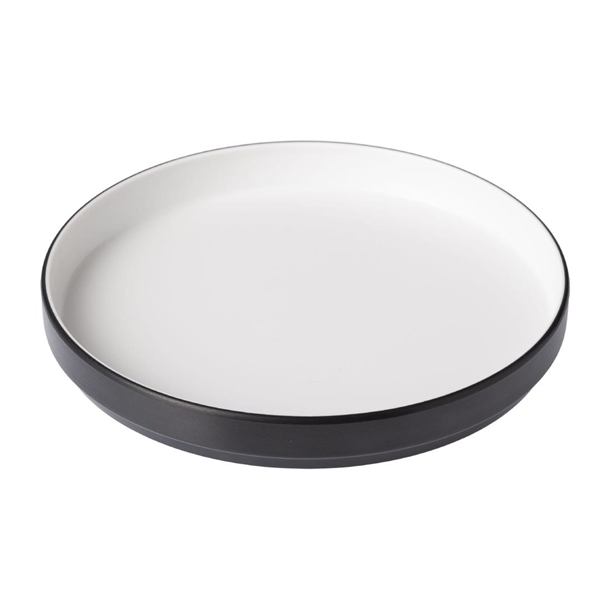 Coucou Dual Colour Round Edge Plate White & Black - 200mm (Pack 12) (B2B)