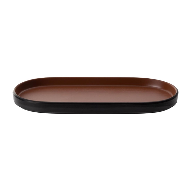 Coucou Dual Colour Oblong Plate Brown & Black - 260x130mm (Pack 12) (B2B)