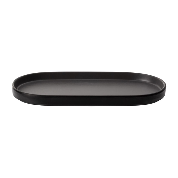 Coucou Dual Colour Oblong Plate Grey & Black - 260x130mm (Pack 12) (B2B)