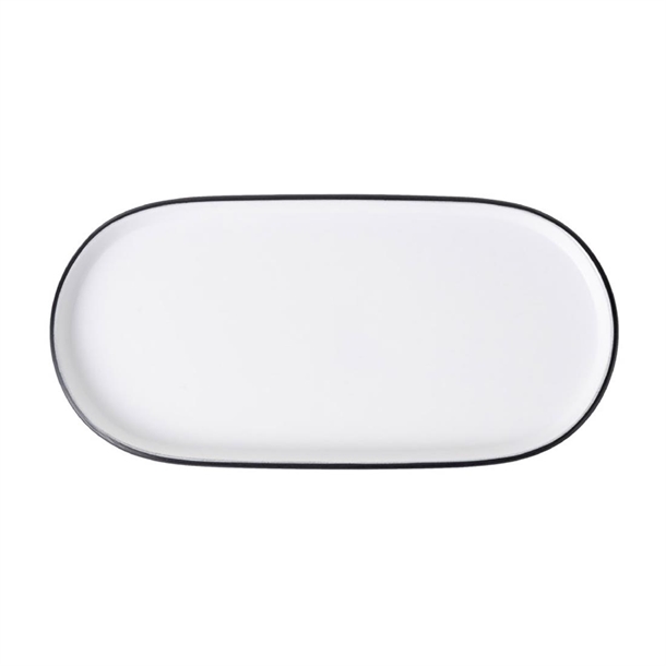 Coucou Dual Colour Oblong Plate White & Black - 260x130mm (Pack 12) (B2B)