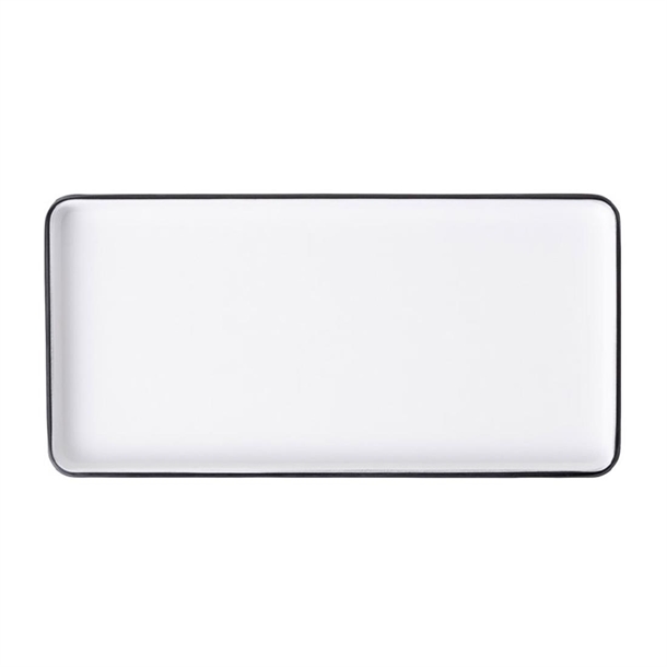 Coucou Dual Colour Rect. Plate White & Black - 250x120mm (Pack 12) (B2B)