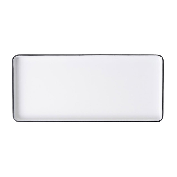 Coucou Dual Colour Rect. Plate White & Black - 290x130mm (Pack 12) (B2B)