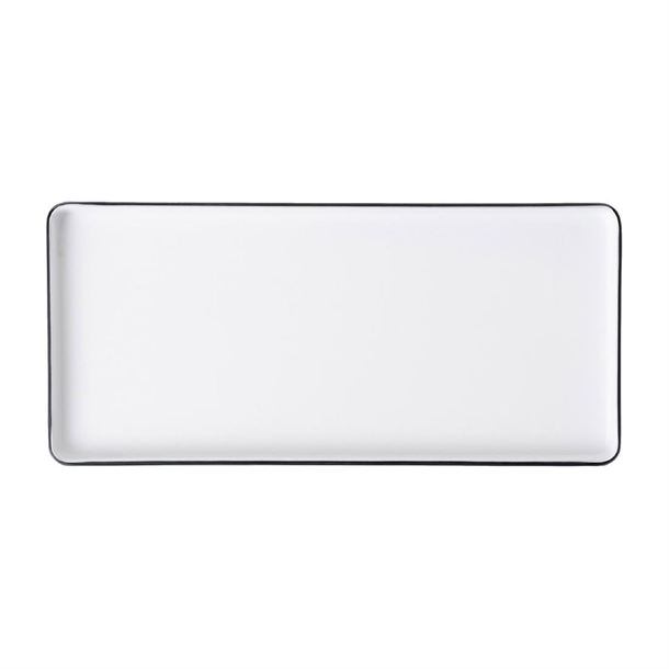 Coucou Dual Colour Rect. Plate White & Black - 325x150mm (Pack 9) (B2B)