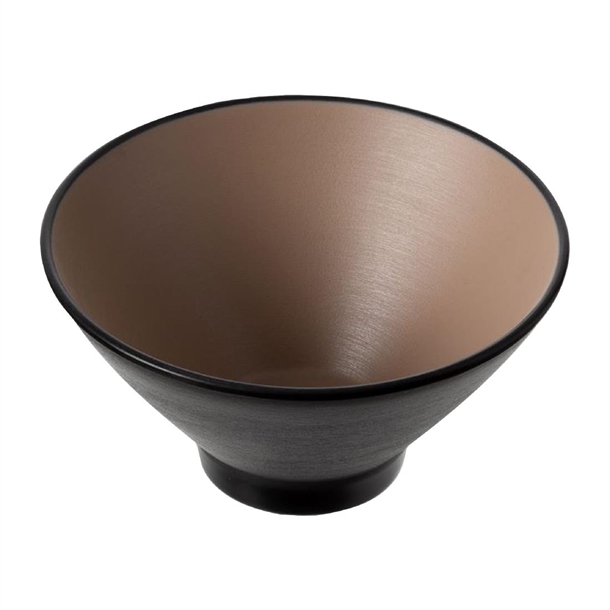 Coucou Dual Colour V-Shape Round Bowl Beige & Black - 150mm (Pack 12) (B2B)