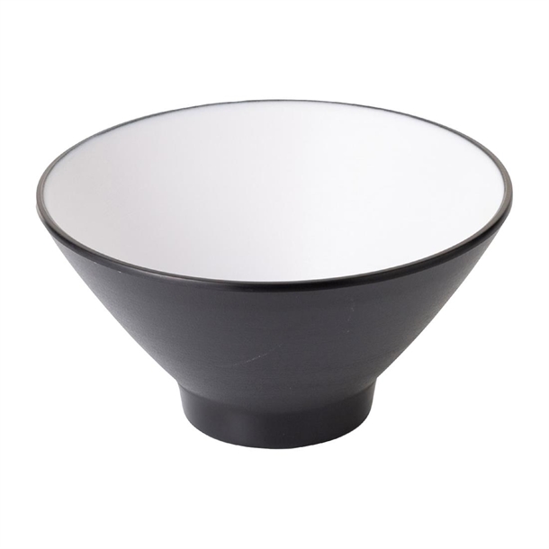 Coucou Dual Colour V-Shape Round Bowl White & Black - 150mm (Pack 12) (B2B)