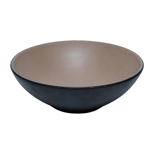 Coucou Dual Colour Round Bowl Beige & Black - 187mm (Pack 12) (B2B)