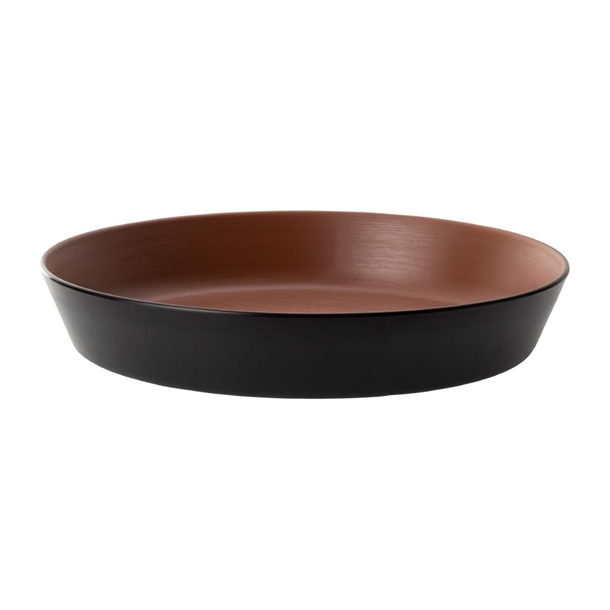 Coucou Dual Colour Flat Round Bowl Brown & Black - 290mm (Pack 12) (B2B)