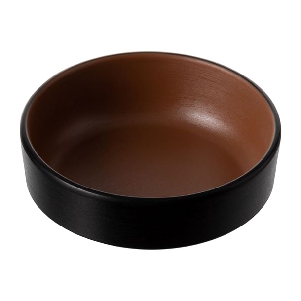 Coucou Dual Colour Round Sauce Dish Brown & Black - 100mm (Pack 20) (B2B)