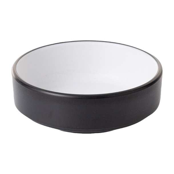 Coucou Dual Colour Round Sauce Dish White & Black - 100mm (Pack 20) (B2B)