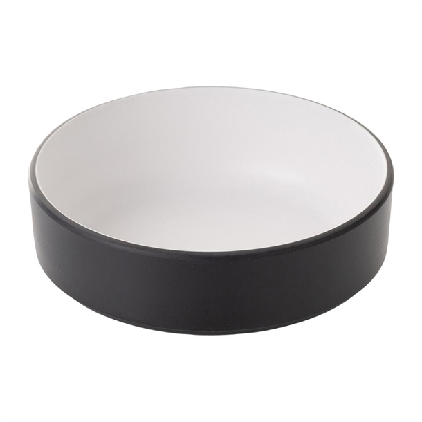 Coucou Dual Colour Round Sauce Dish White & Black - 155mm (Pack 12) (B2B)