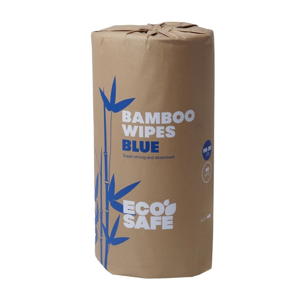 EcoSafe Bamboo Wipes - 45m/90 Wipes/Roll - Blue - 500x300mm