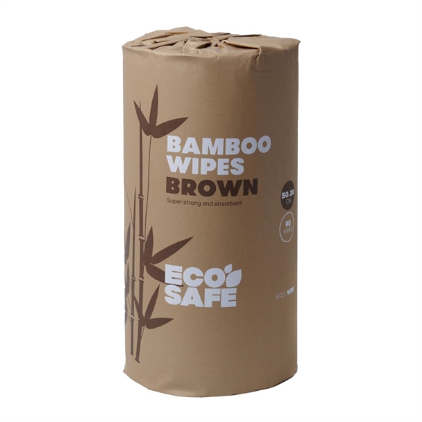 EcoSafe Bamboo Wipes - 45m/90 Wipes/Roll - Brown - 500x300mm