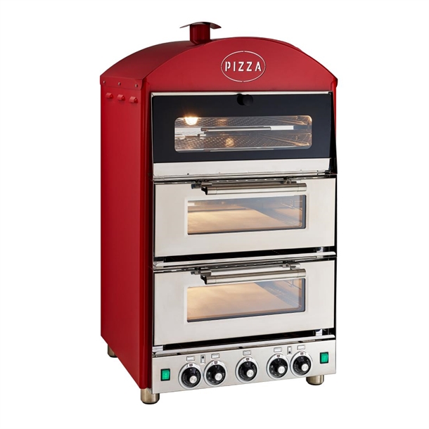 King Edward Pizza King Double Oven with Warmer - Red (Direct)