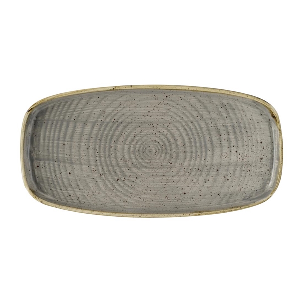 Churchill Stonecast Peppercorn Grey Walled Oblong Plate 300mm (Box 12)(Direct)