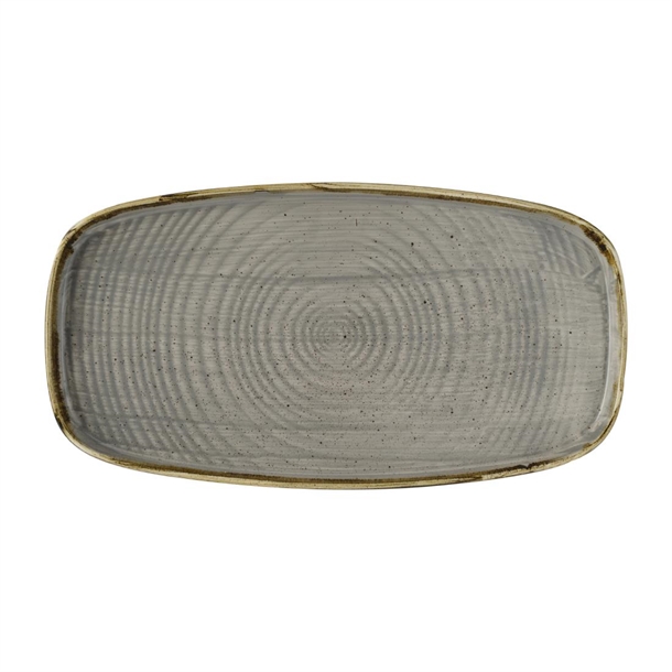 Churchill Stonecast Peppercorn Grey Chefs' Walled Oblong Plate (Box 6) (B2B)