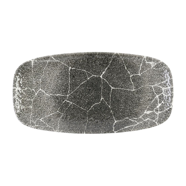 Studio Prints Kintsugi Quartz Black Oblong Plate 298x153mm (Box 12) (Direct)