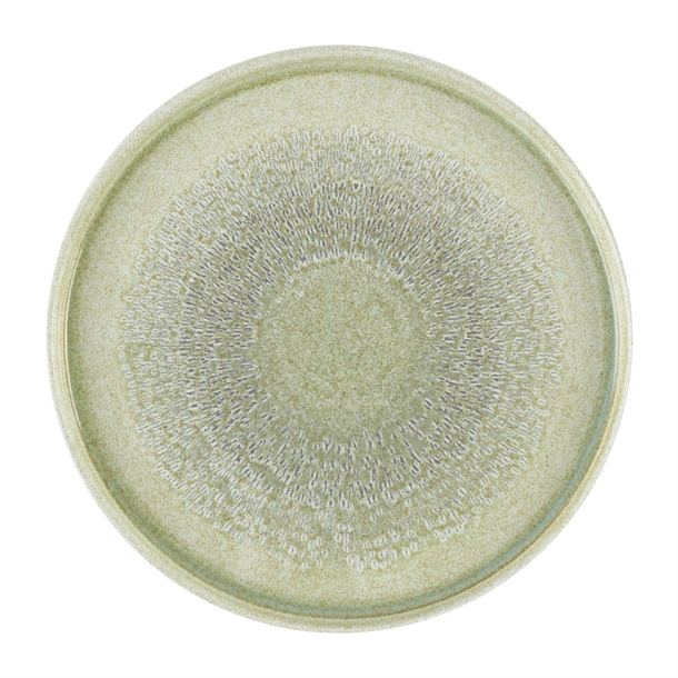 Harvest Grain Speckled Green Round Walled Plate 260mm (Box 6) (B2B)