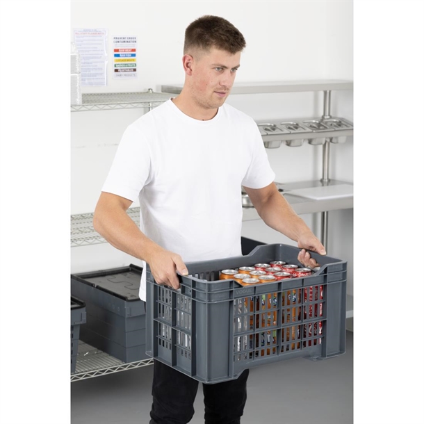 Vogue Perforated Plastic Storage Crate 542x360x290mm - DX998 - Nisbets