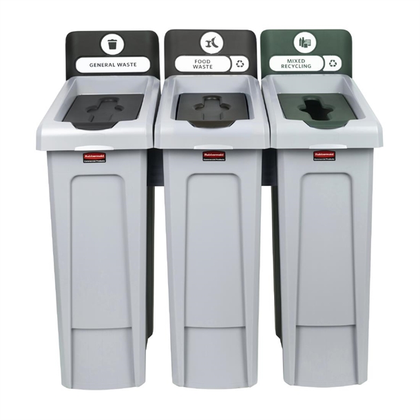 Rubbermaid SJRS 3 Strm bund - General (Blk)/ Compost (Brn)/ Mixed (Grn)