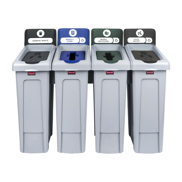 Rubbermaid SJRS 4 Strm bund - General (Blk)/ Compost (Br)/ Mixed(Gn)/ Paper(Blu)