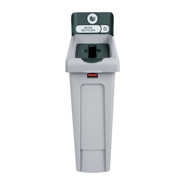 Rubbermaid Slim Jim Recycling Station Single Stream - Mixed Recycling (Green)