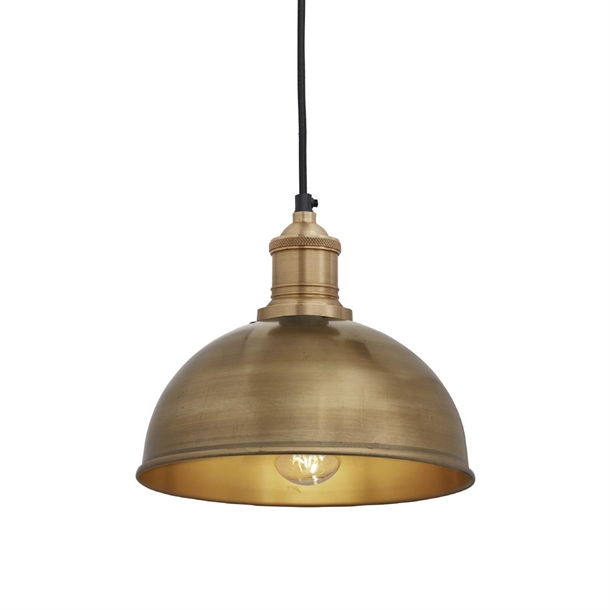Brooklyn Dome Pendant - 8" - Brass - Brass Holder (Direct)