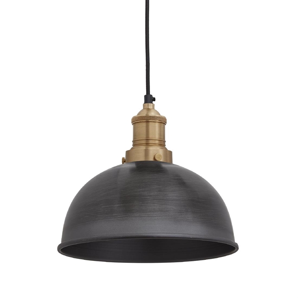 Brooklyn Dome Pendant - 8" - Pewter - Brass Holder (Direct)