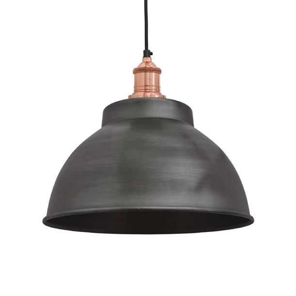 Brooklyn Dome Pendant - 13" - Pewter - Copper Holder (Direct)