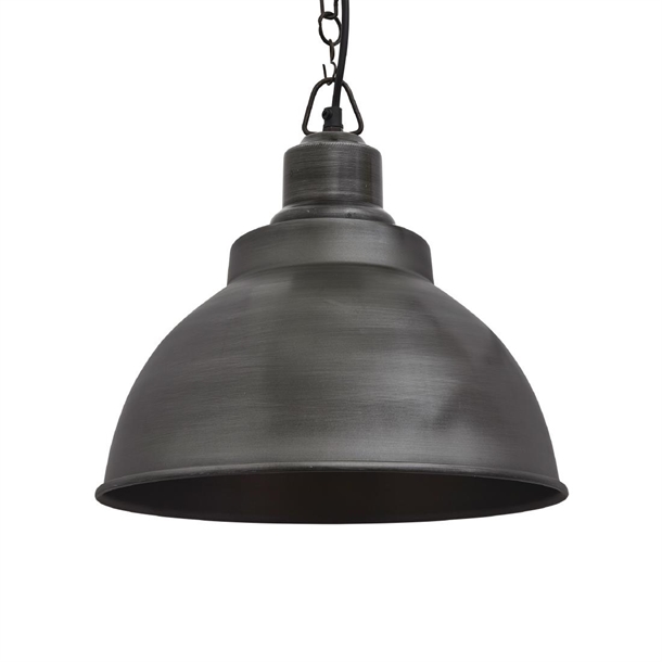 Brooklyn Dome Pendant - 13" - Pewter - Pewter Chain Holder (Direct)