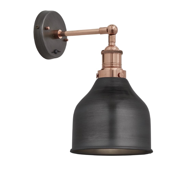 Brooklyn Cone Wall Light - 7" - Pewter - Copper Holder (Direct)