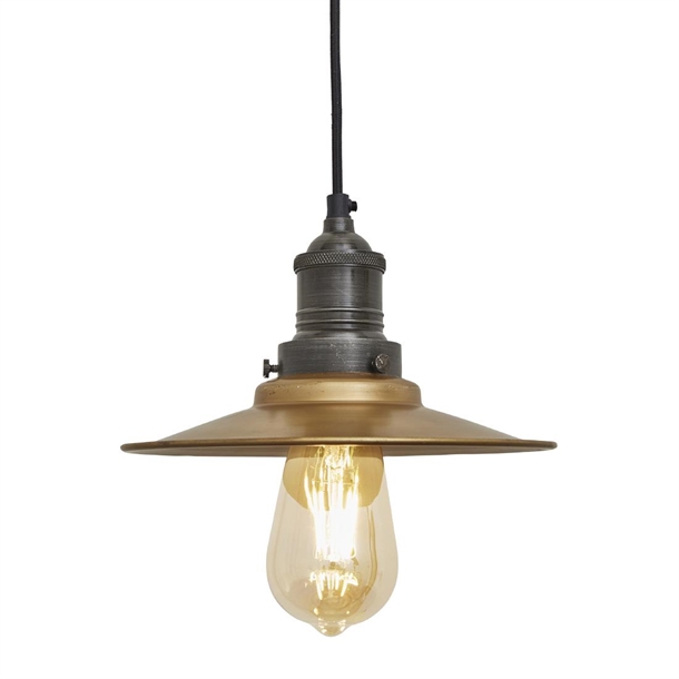 Brooklyn Flat Pendant - 8" - Brass - Pewter Holder (Direct)