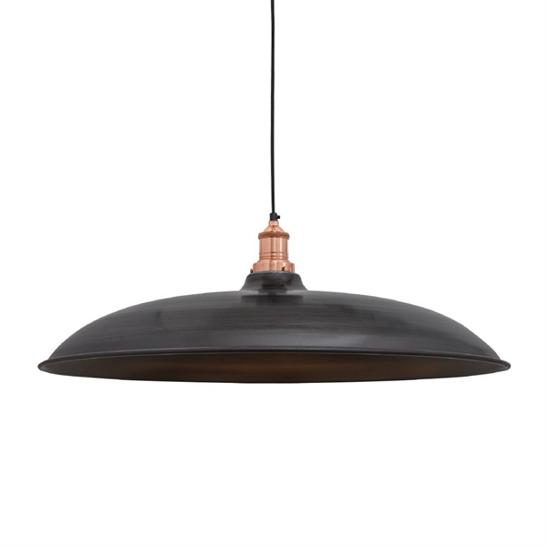 Brooklyn Giant Bowl Pendant - 24" - Pewter - Copper Holder (Direct)