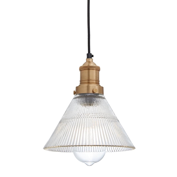 Brooklyn Glass Funnel Pendant - 7" - Brass Holder (Direct)