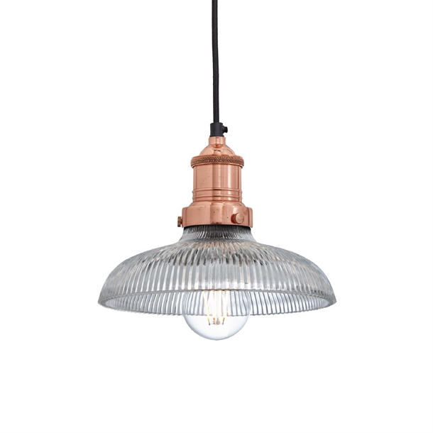 Brooklyn Glass Dome Pendant - 8" - Copper Holder (Direct)