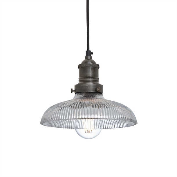 Brooklyn Glass Dome Pendant - 8" - Pewter Holder (Direct)